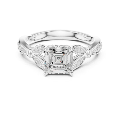 Emerald Lab Grown Diamond Side-Stone Engagement Ring