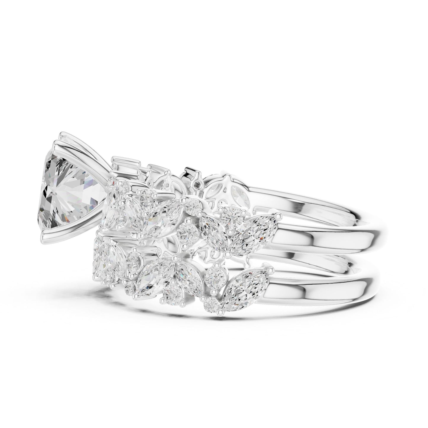 Emerald Lab Grown Diamond Side-Stone Engagement Ring