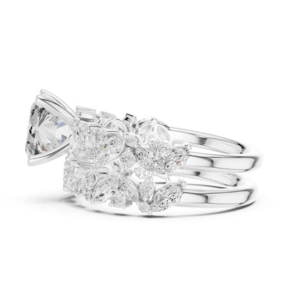 Emerald Lab Grown Diamond Side-Stone Engagement Ring