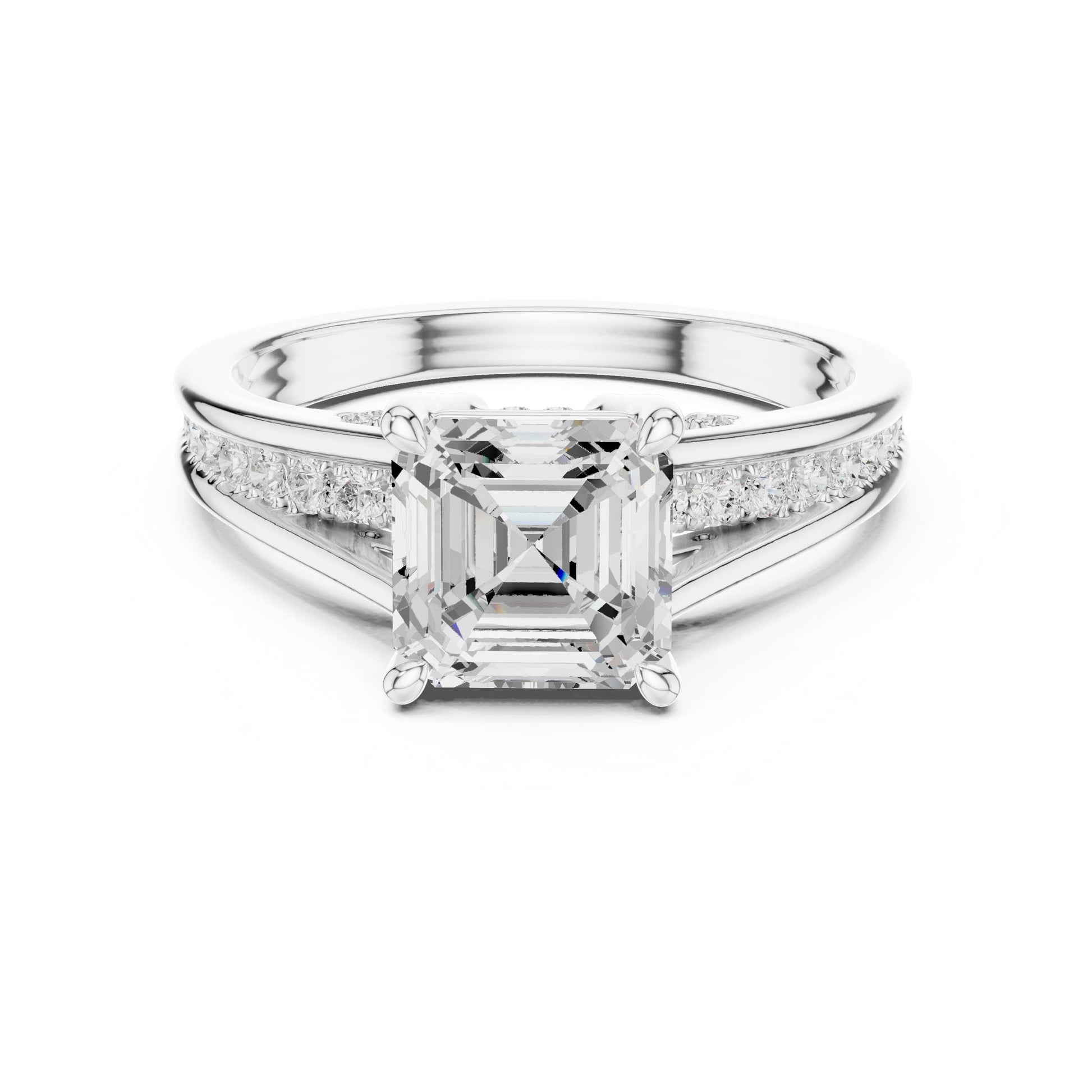 Emerald Lab Grown Diamond Side-Stone Engagement Ring