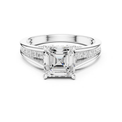 Emerald Lab Grown Diamond Side-Stone Engagement Ring