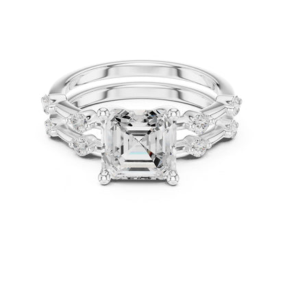 Emerald Lab Grown Diamond Side-Stone Engagement Ring