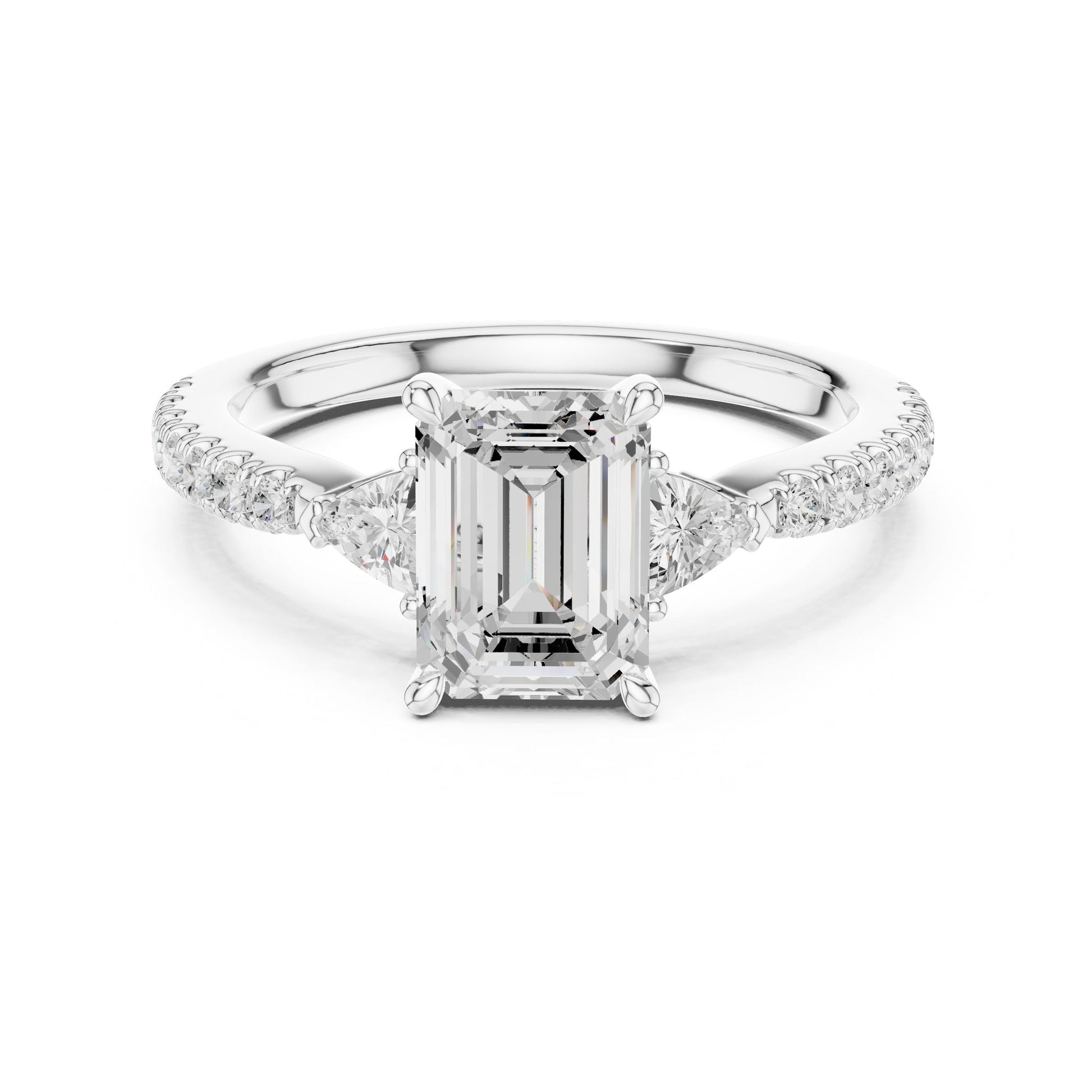 Emerald Lab Grown Diamond Side-Stone Engagement Ring