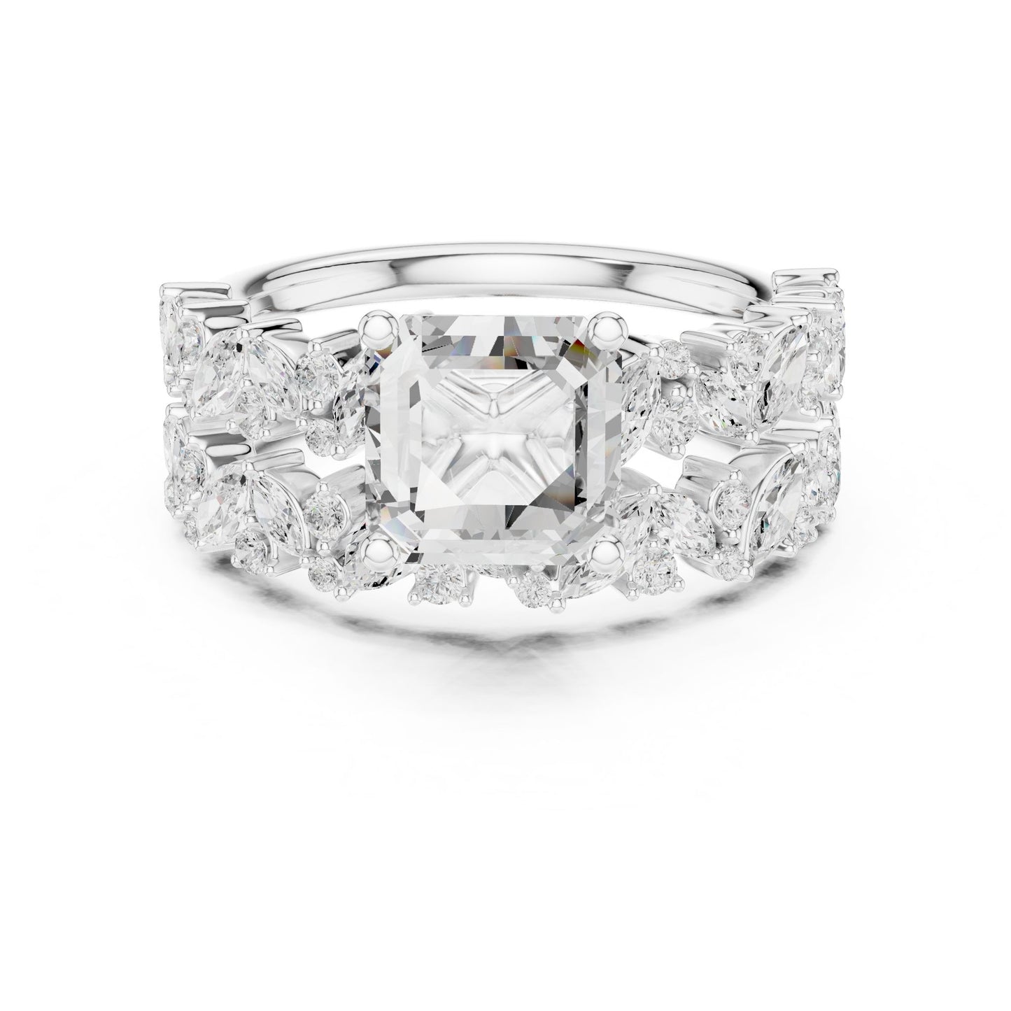 Emerald Lab Grown Diamond Side-Stone Engagement Ring