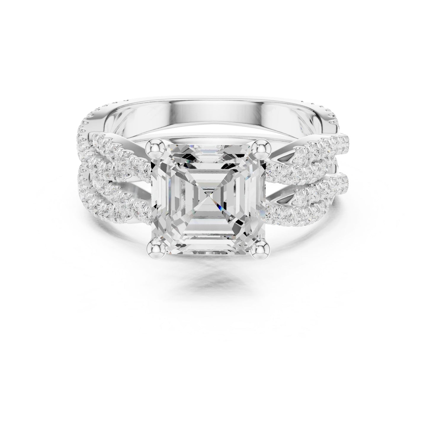 Emerald Lab Grown Diamond Side-Stone Engagement Ring