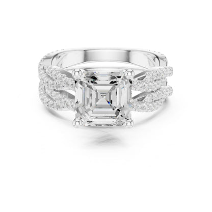 Emerald Lab Grown Diamond Side-Stone Engagement Ring
