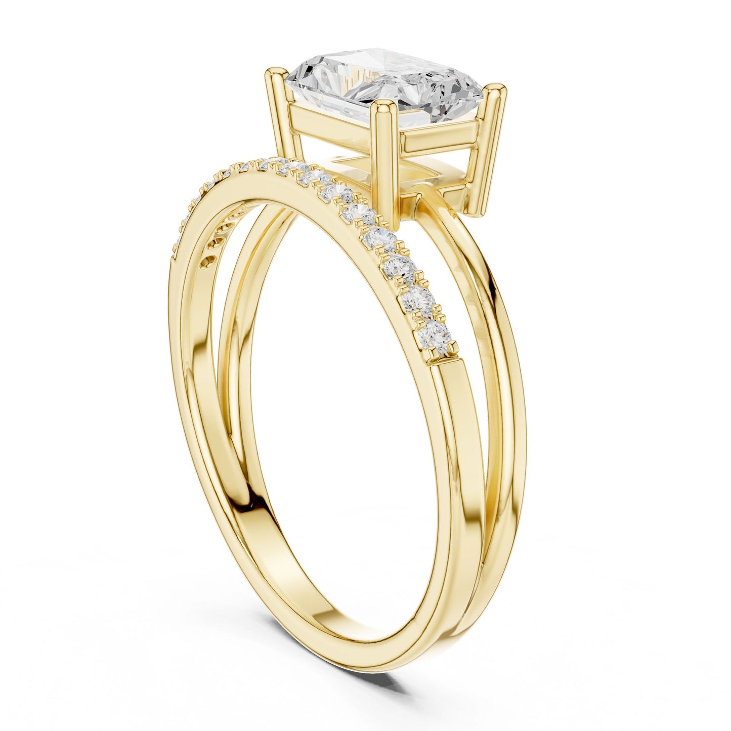 Emerald Lab Grown Diamond Side-Stone Engagement Ring