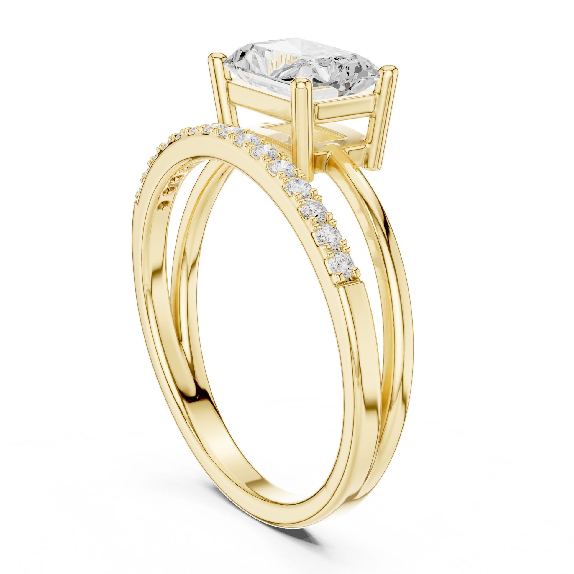 Emerald Lab Grown Diamond Side-Stone Engagement Ring