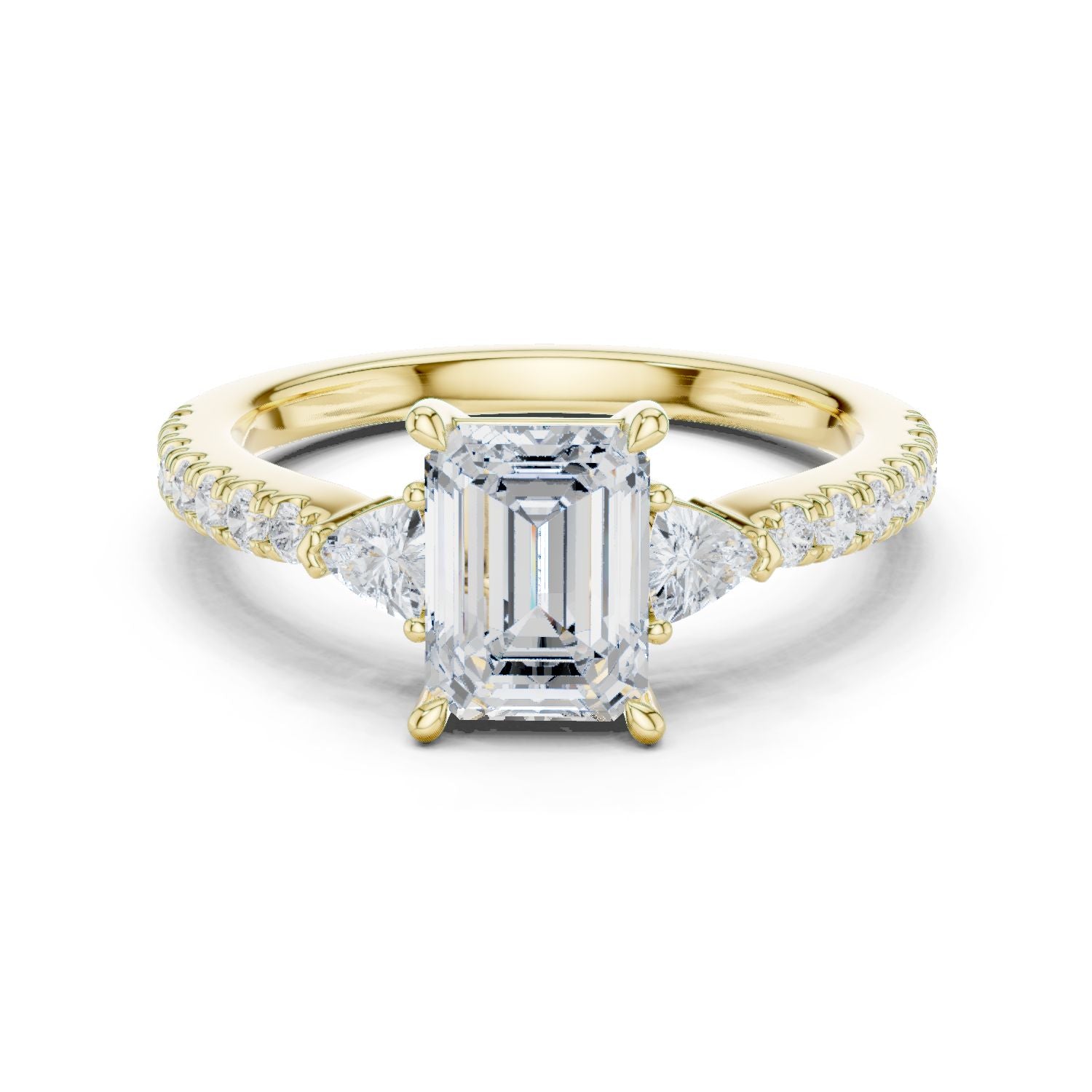 Emerald Lab Grown Diamond Side-Stone Engagement Ring