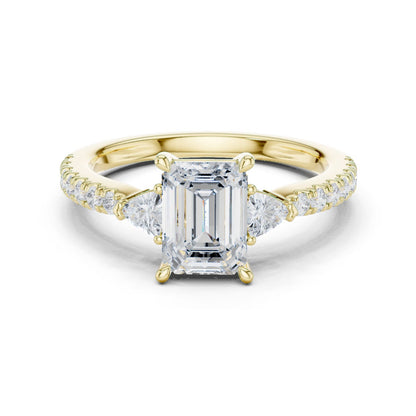 Emerald Lab Grown Diamond Side-Stone Engagement Ring
