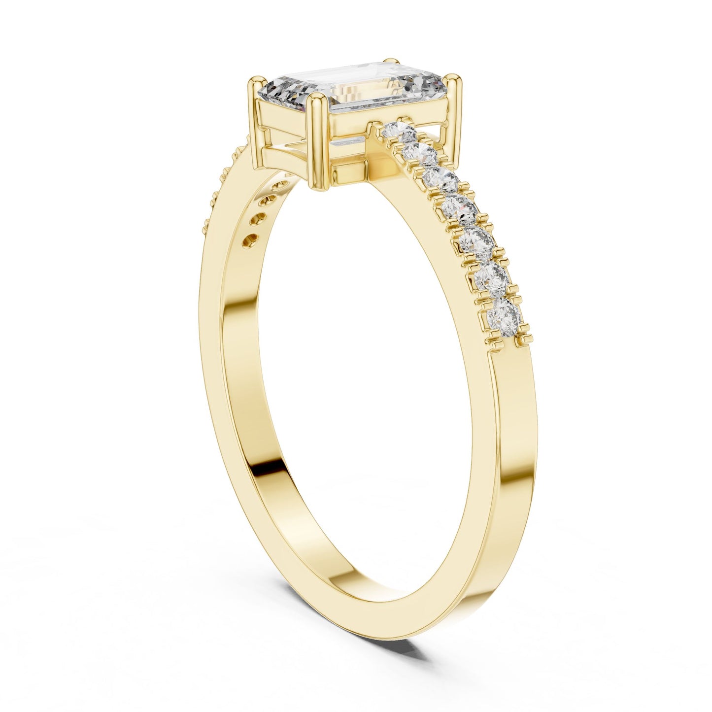Emerald Lab Grown Diamond Side-Stone Engagement Ring