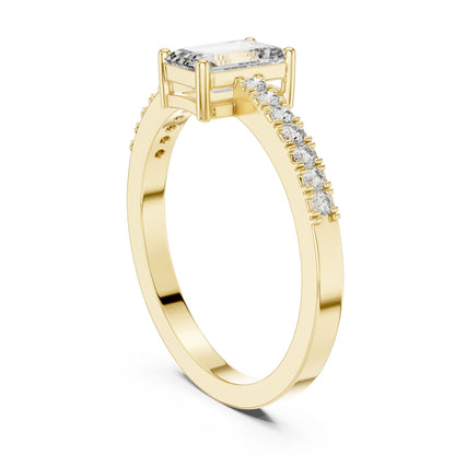Emerald Lab Grown Diamond Side-Stone Engagement Ring