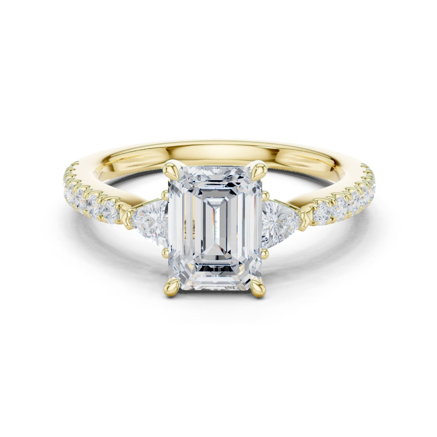 Emerald Lab Grown Diamond Side-Stone Engagement Ring