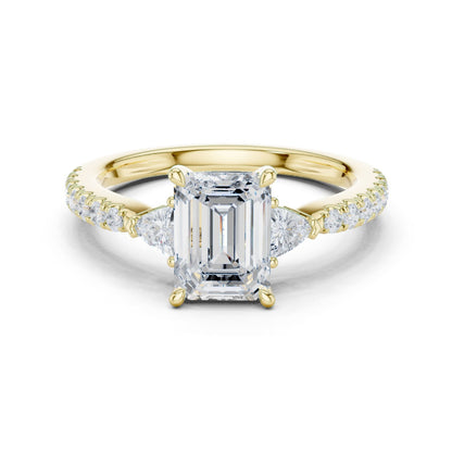 Emerald Lab Grown Diamond Side-Stone Engagement Ring