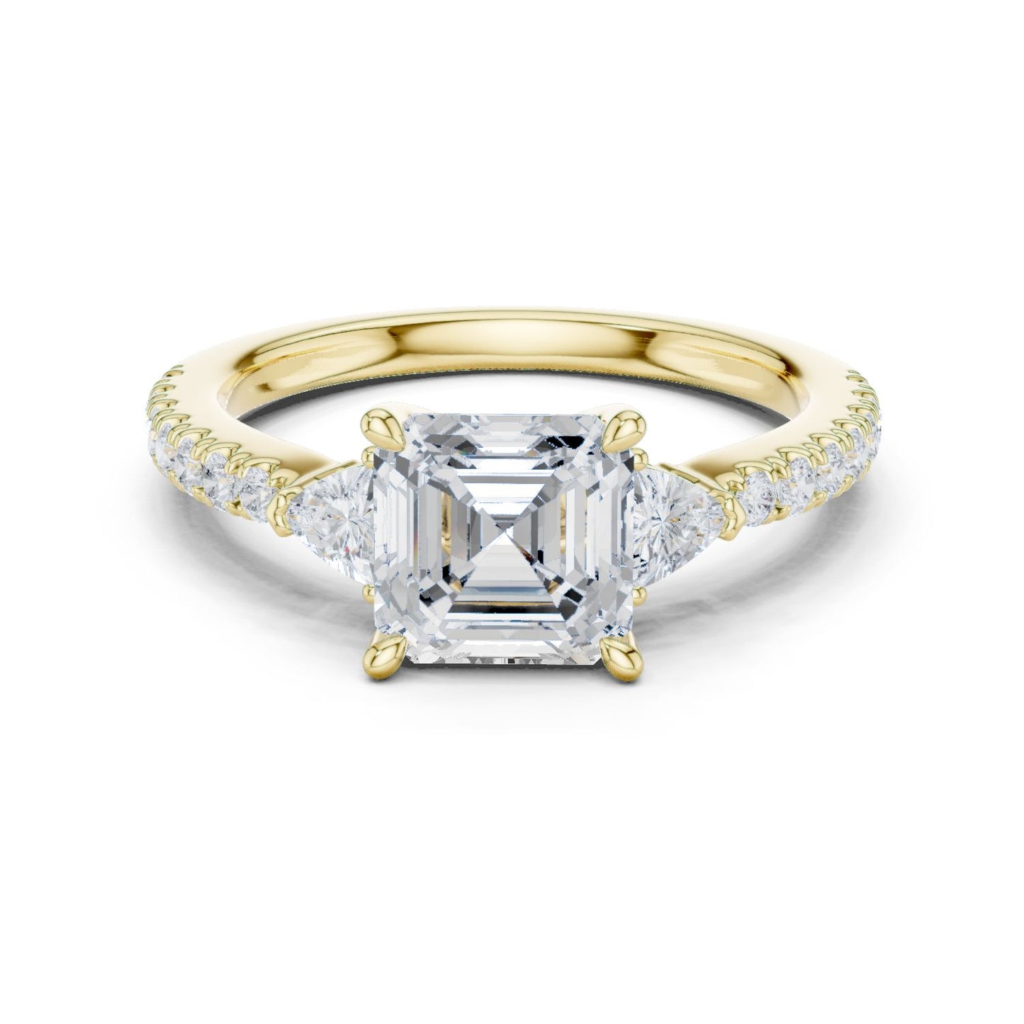 Emerald Lab Grown Diamond Side-Stone Engagement Ring