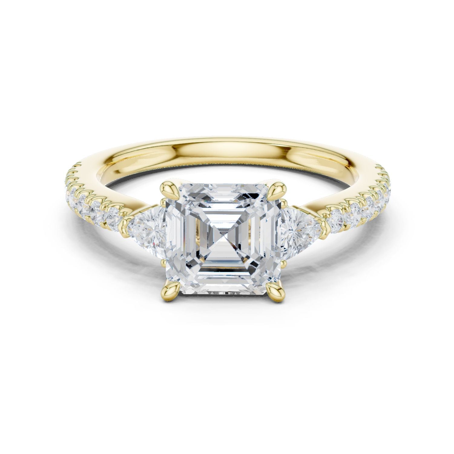 Emerald Lab Grown Diamond Side-Stone Engagement Ring