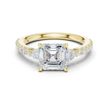 Emerald Lab Grown Diamond Side-Stone Engagement Ring