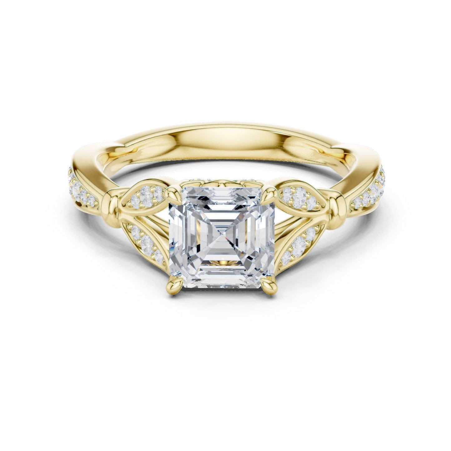 Emerald Lab Grown Diamond Side-Stone Engagement Ring