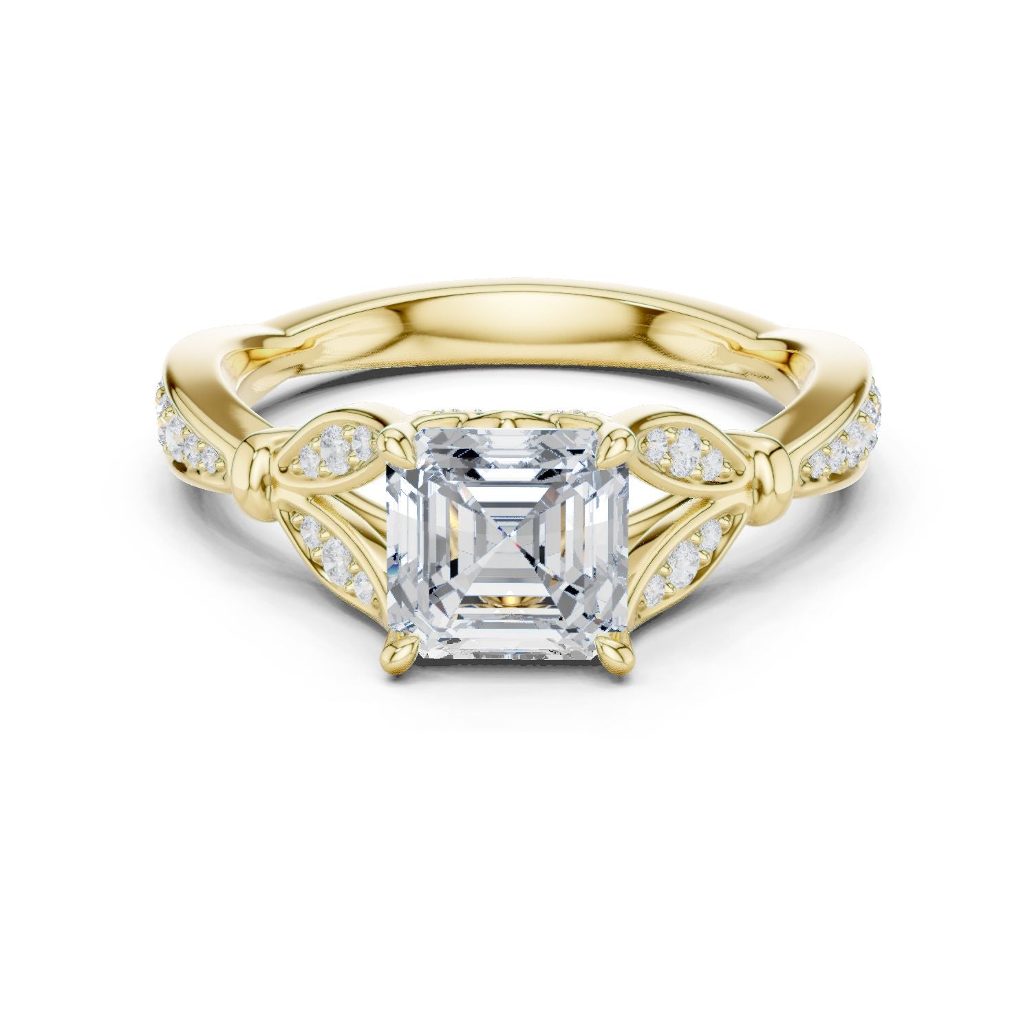 Emerald Lab Grown Diamond Side-Stone Engagement Ring
