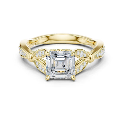 Emerald Lab Grown Diamond Side-Stone Engagement Ring