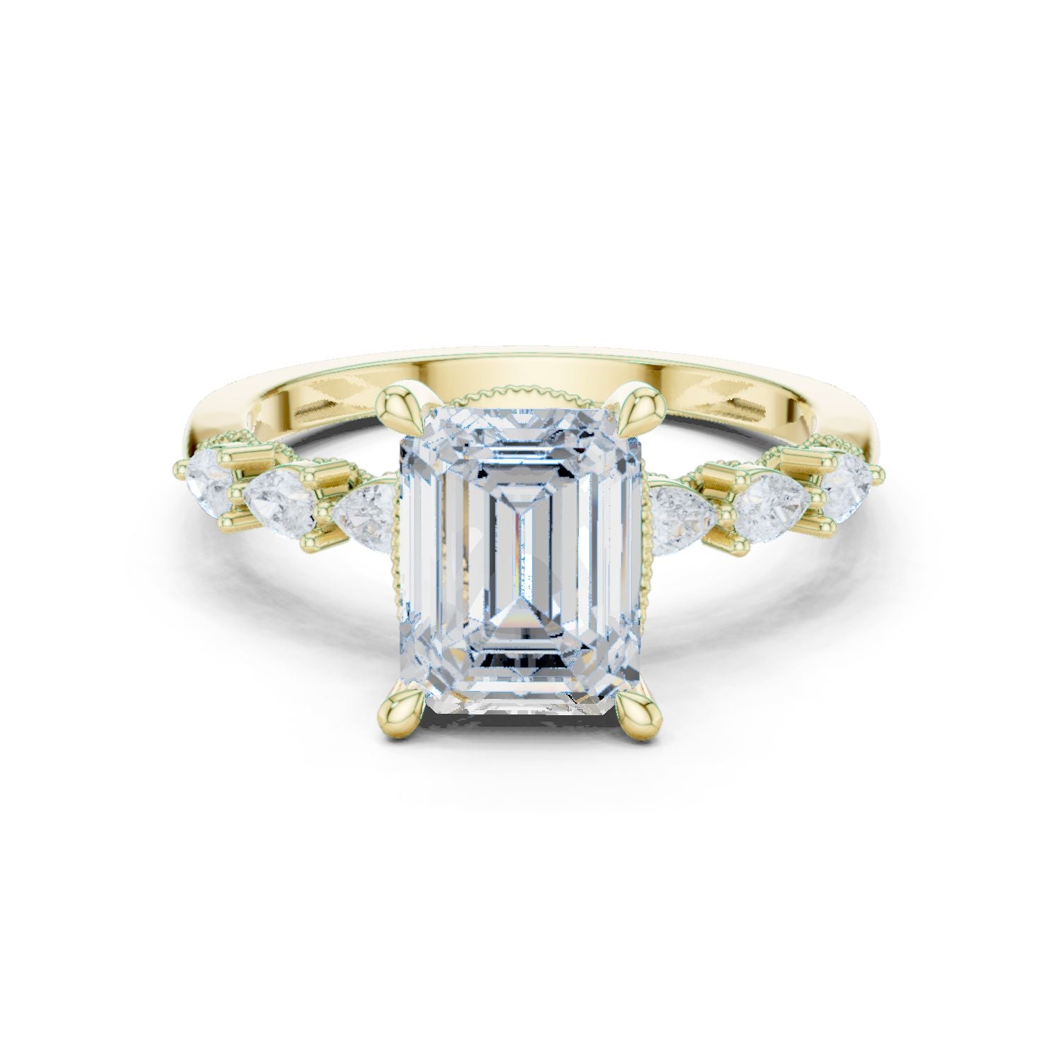 Emerald Lab Grown Diamond Side-Stone Engagement Ring