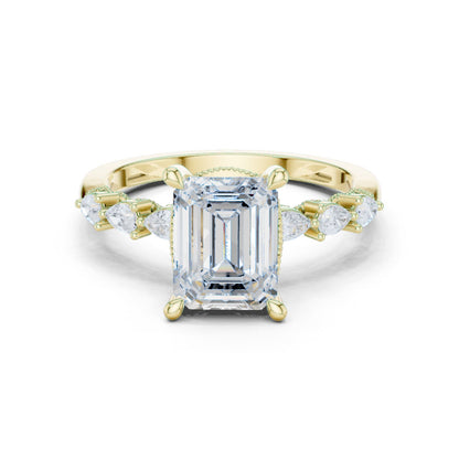 Emerald Lab Grown Diamond Side-Stone Engagement Ring