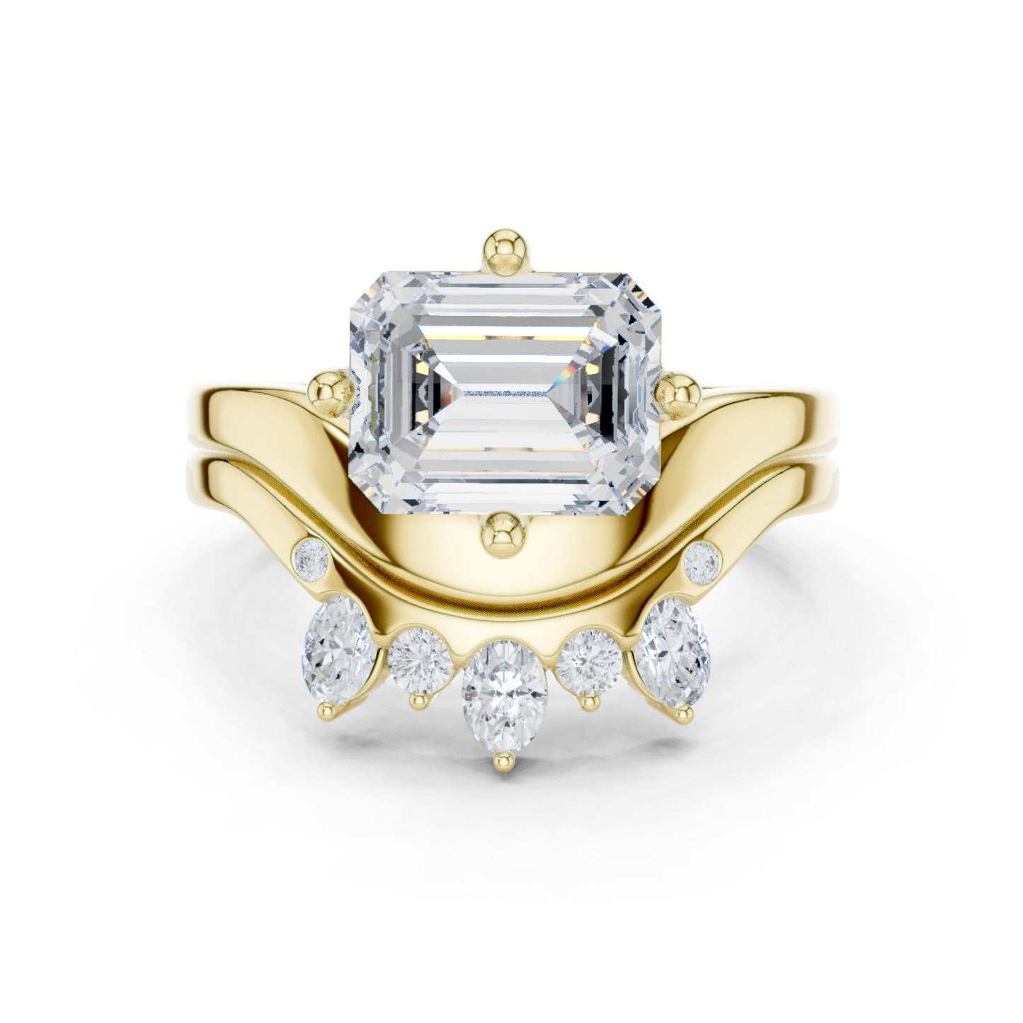 Emerald Lab Grown Diamond Side-Stone Engagement Ring