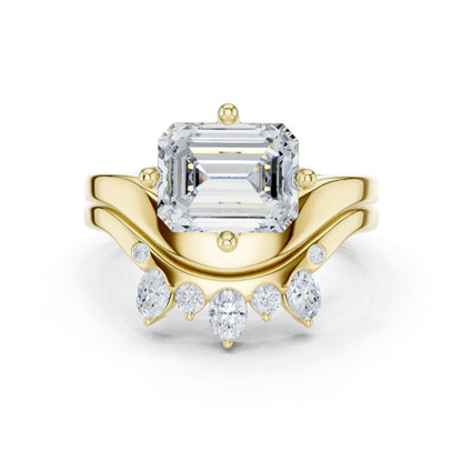 Emerald Lab Grown Diamond Side-Stone Engagement Ring