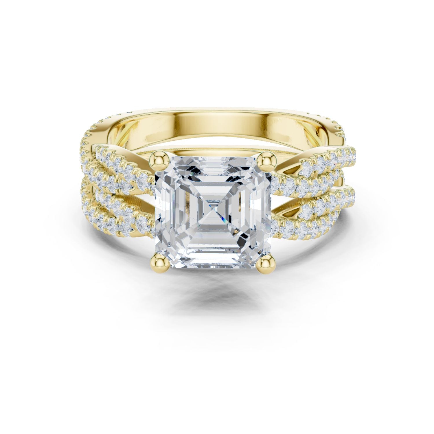 Emerald Lab Grown Diamond Side-Stone Engagement Ring