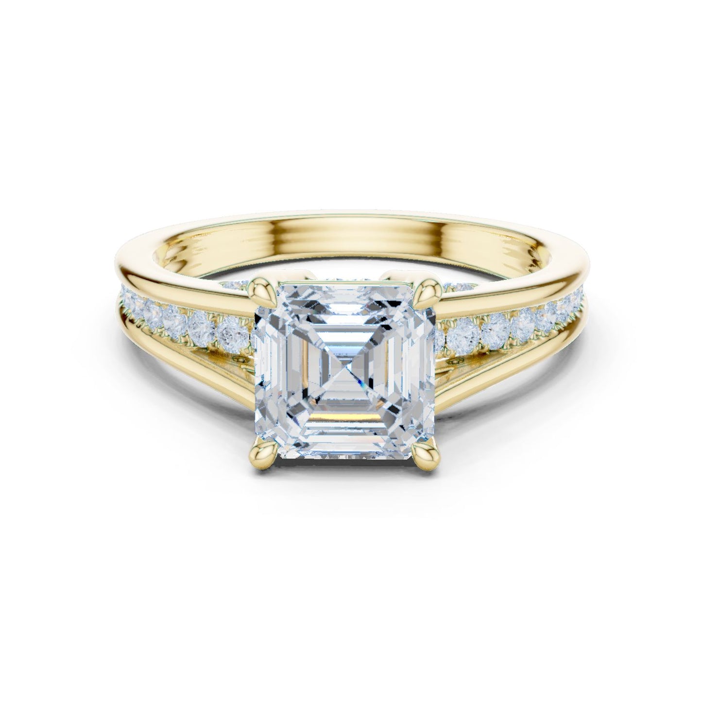Emerald Lab Grown Diamond Side-Stone Engagement Ring