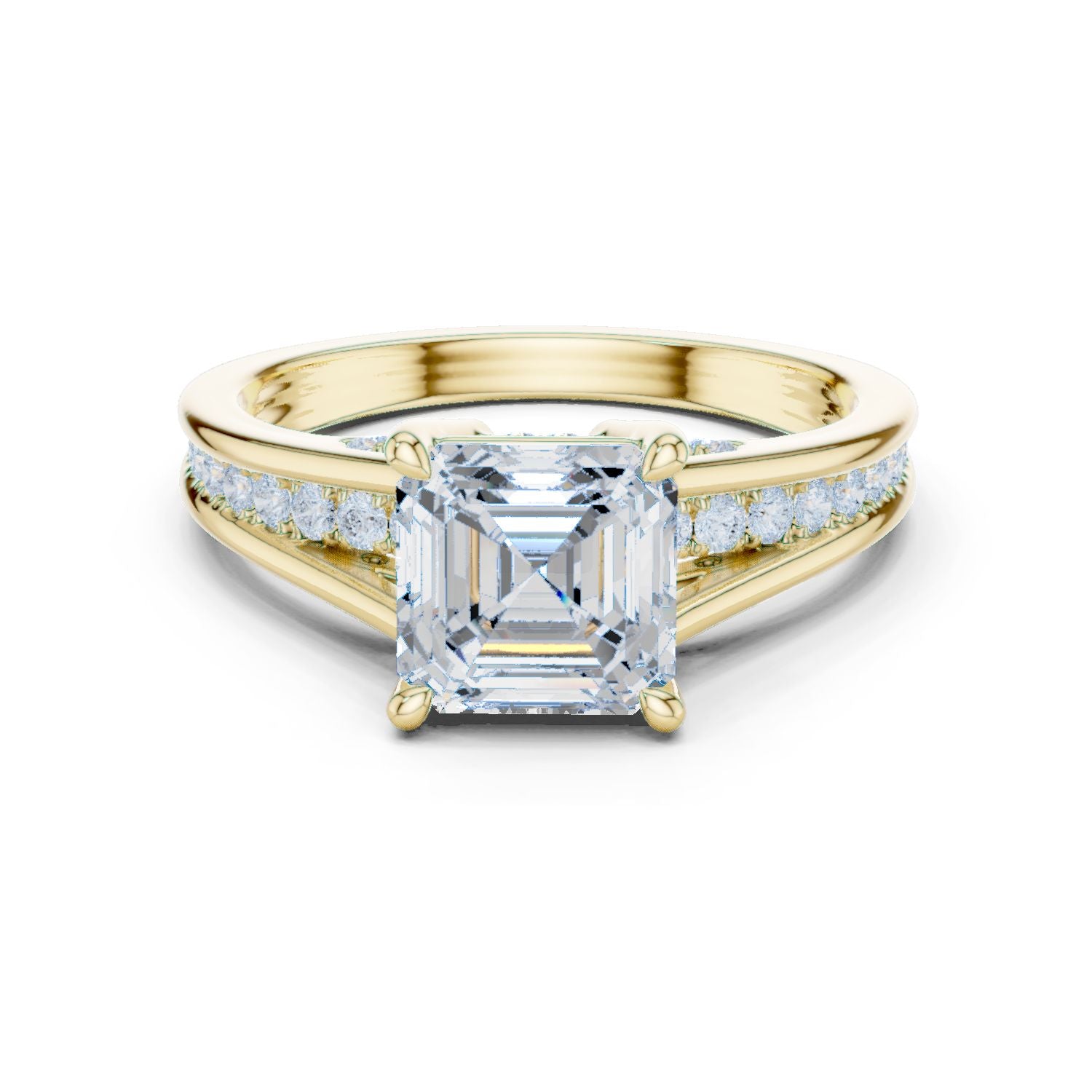 Emerald Lab Grown Diamond Side-Stone Engagement Ring
