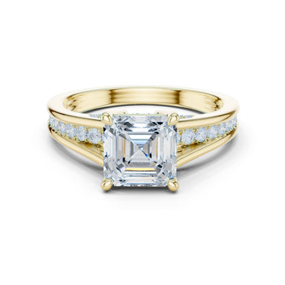 Emerald Lab Grown Diamond Side-Stone Engagement Ring