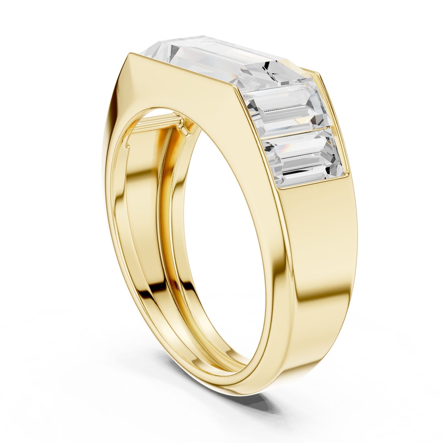 Men's Emerald Lab Grown Diamond Side-Stone Ring