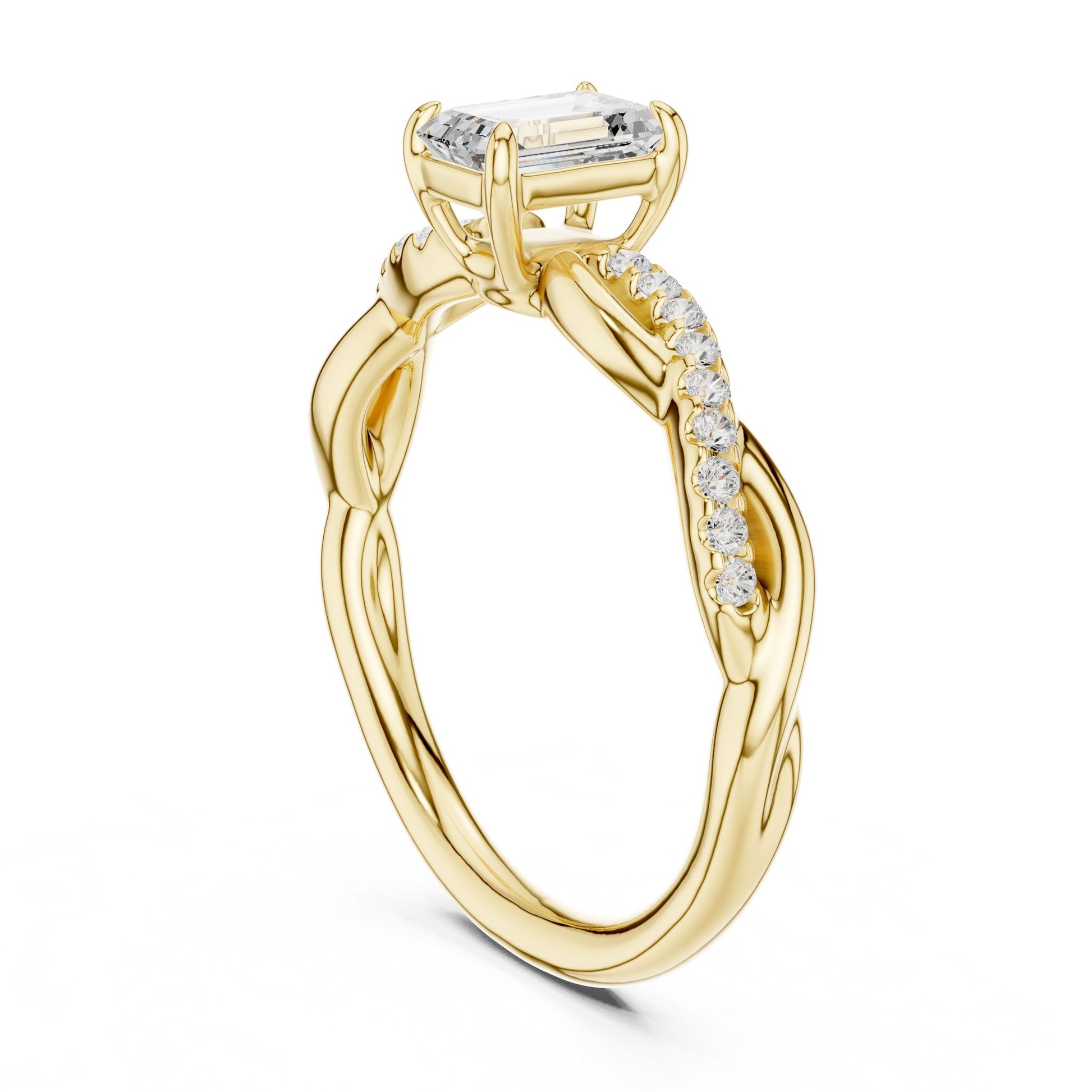 Emerald Lab Grown Diamond Side-Stone Engagement Ring