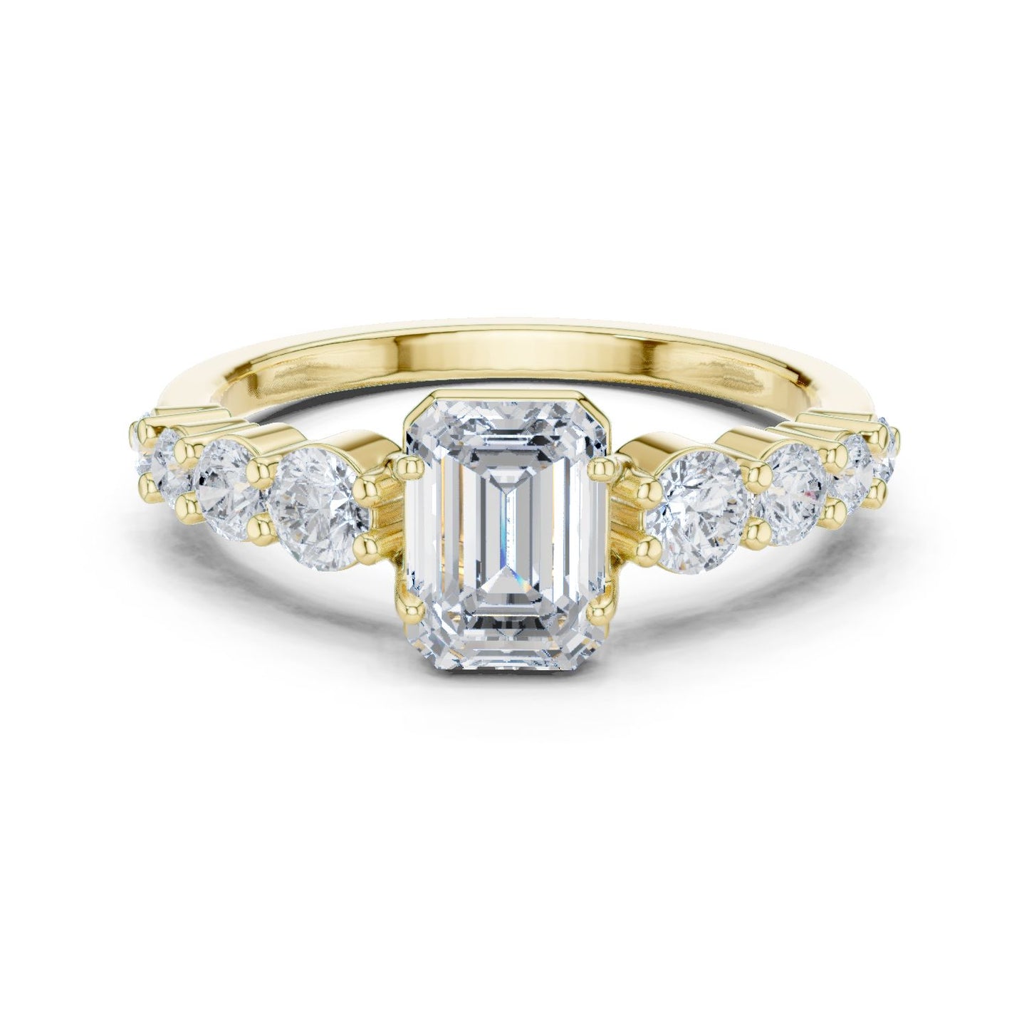Emerald Lab Grown Diamond Side-Stone Engagement Ring