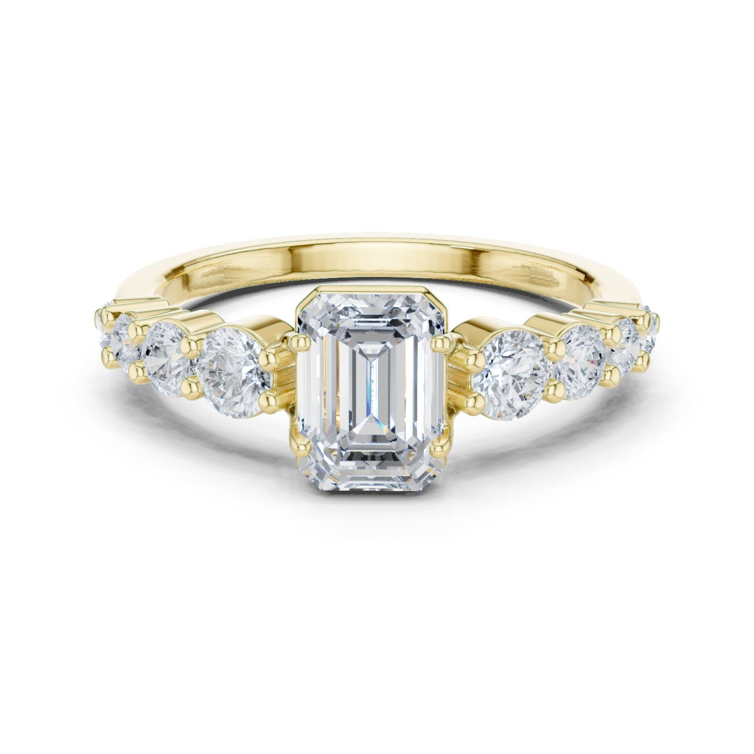 Emerald Lab Grown Diamond Side-Stone Engagement Ring