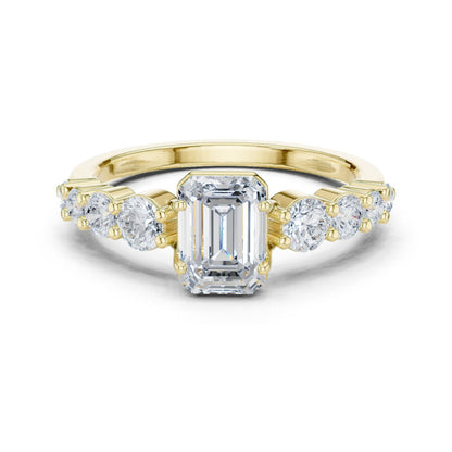 Emerald Lab Grown Diamond Side-Stone Engagement Ring