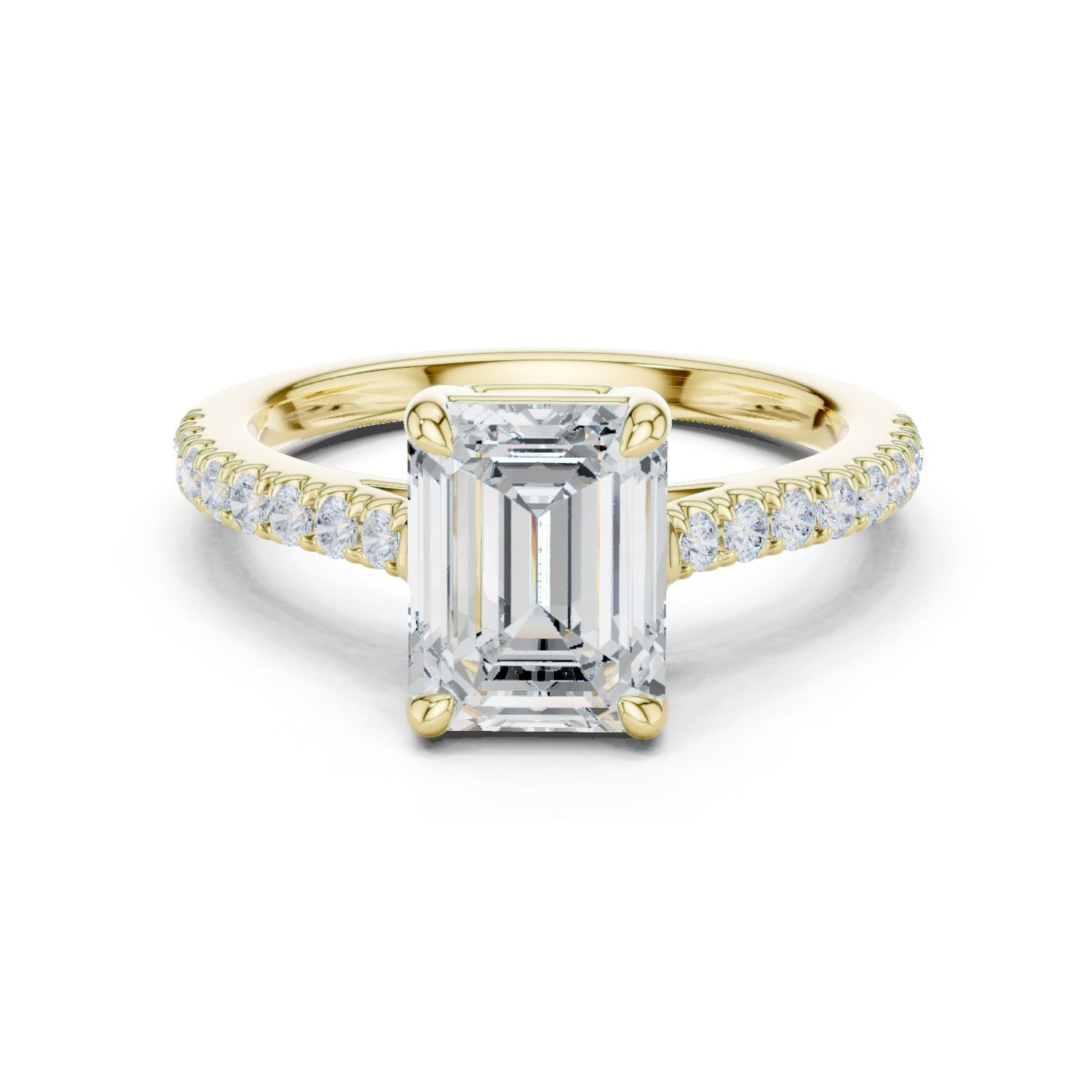 Emerald Lab Grown Diamond Side-Stone Engagement Ring