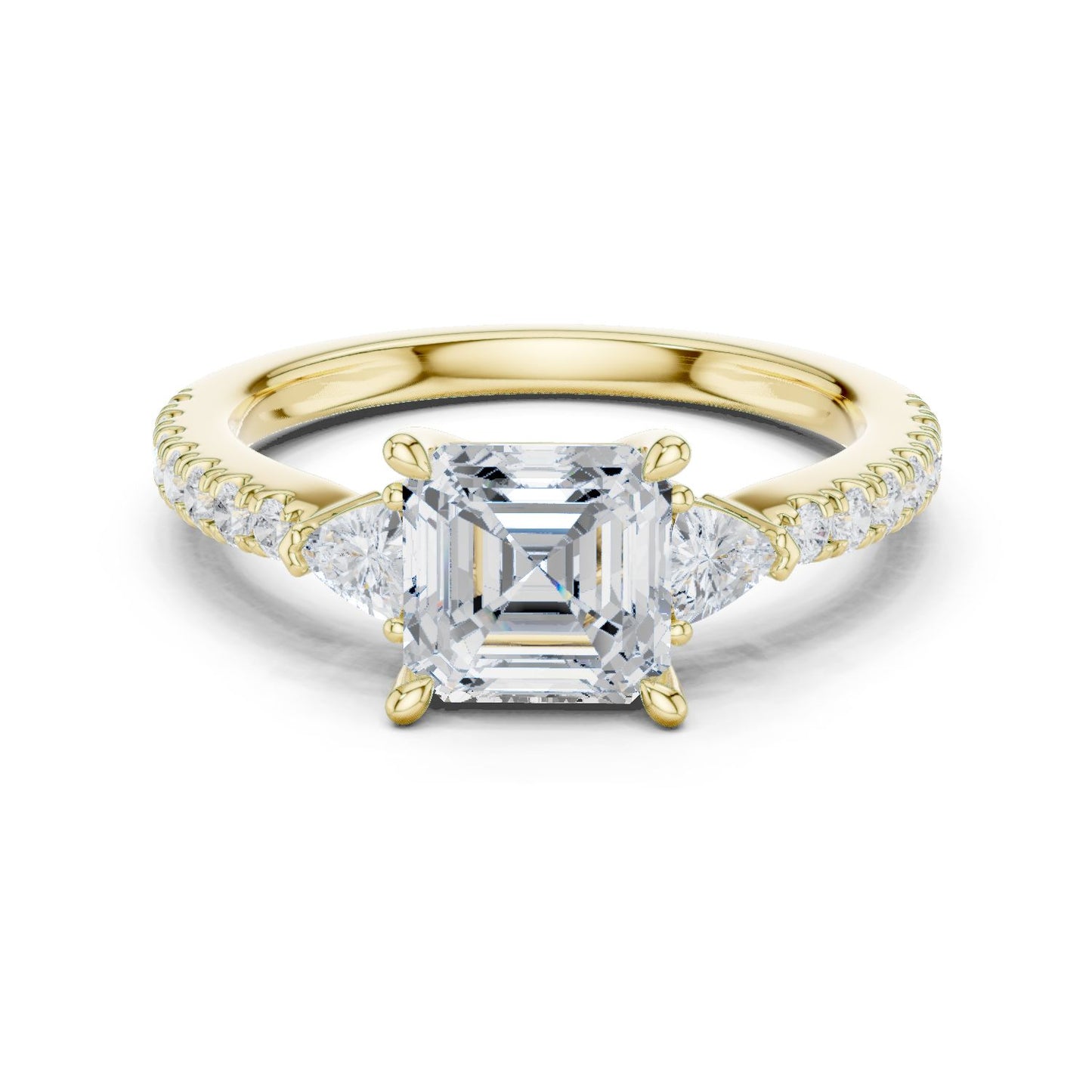 Emerald Lab Grown Diamond Side-Stone Engagement Ring