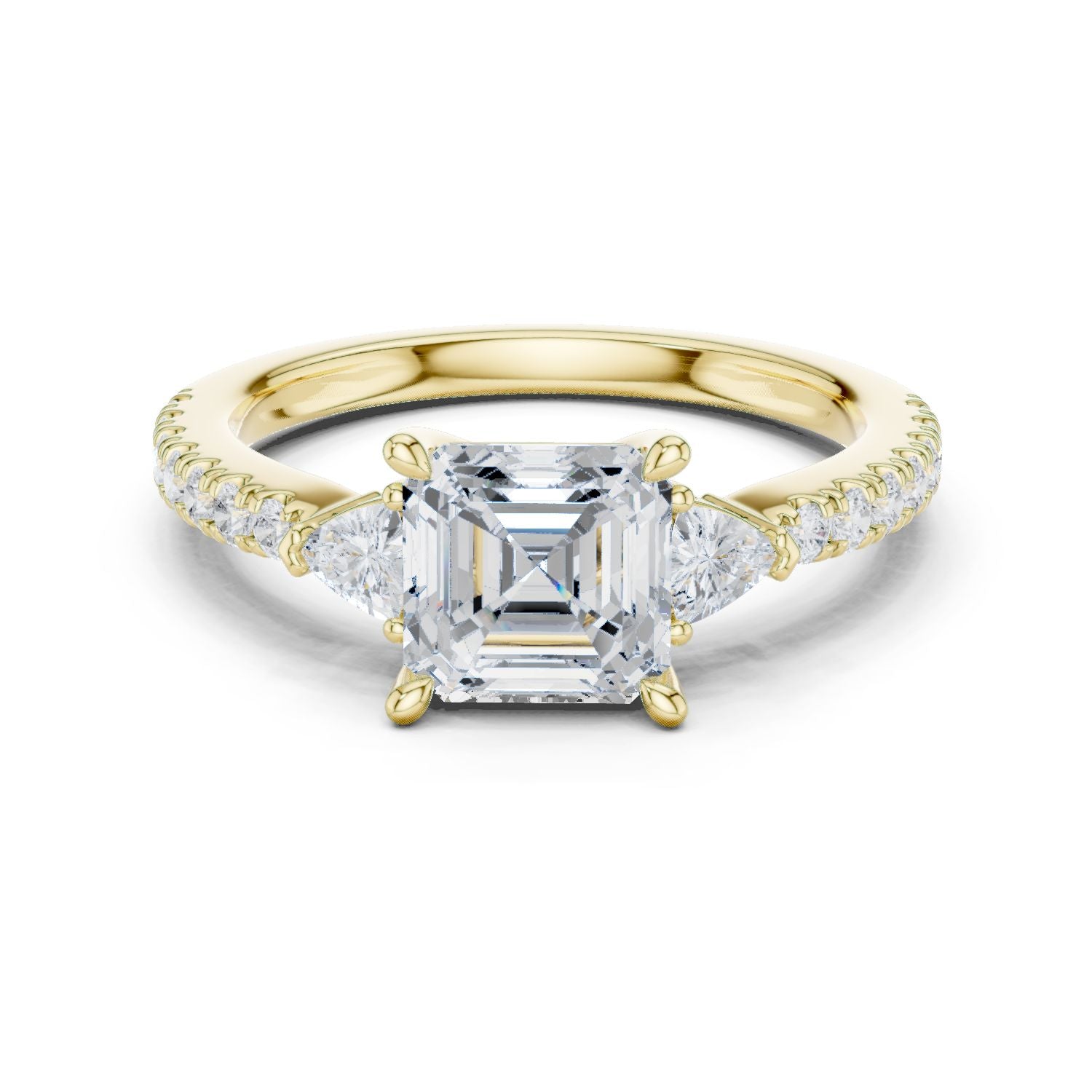 Emerald Lab Grown Diamond Side-Stone Engagement Ring