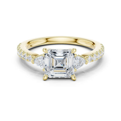 Emerald Lab Grown Diamond Side-Stone Engagement Ring