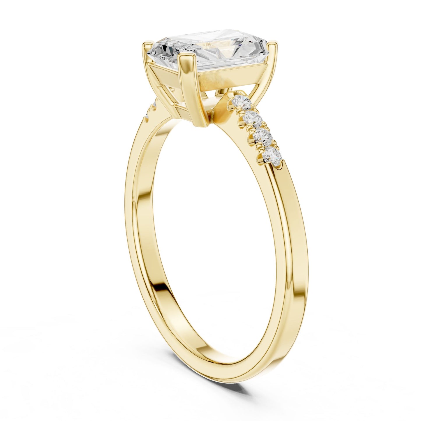 Emerald Lab Grown Diamond Side-Stone Engagement Ring