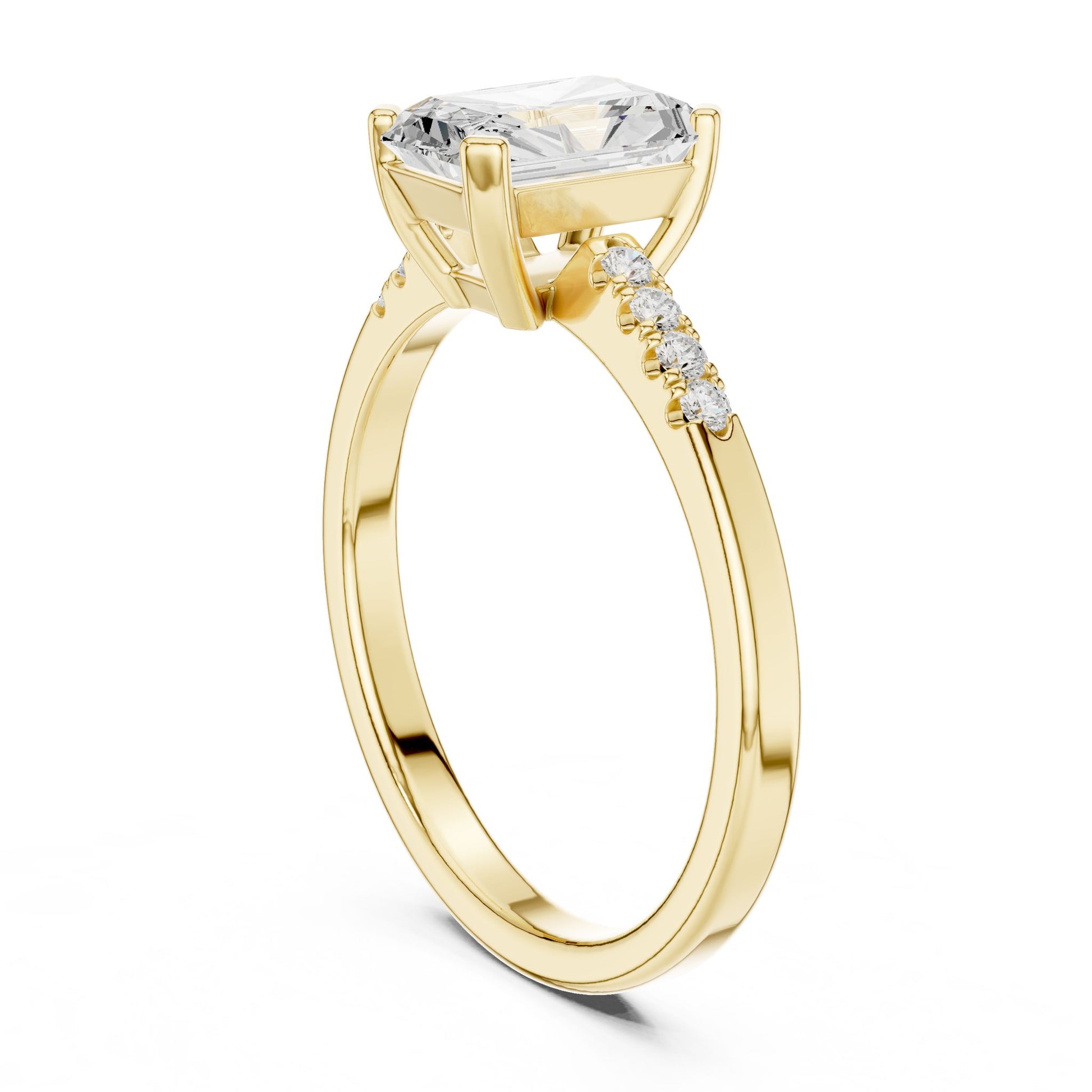 Emerald Lab Grown Diamond Side-Stone Engagement Ring