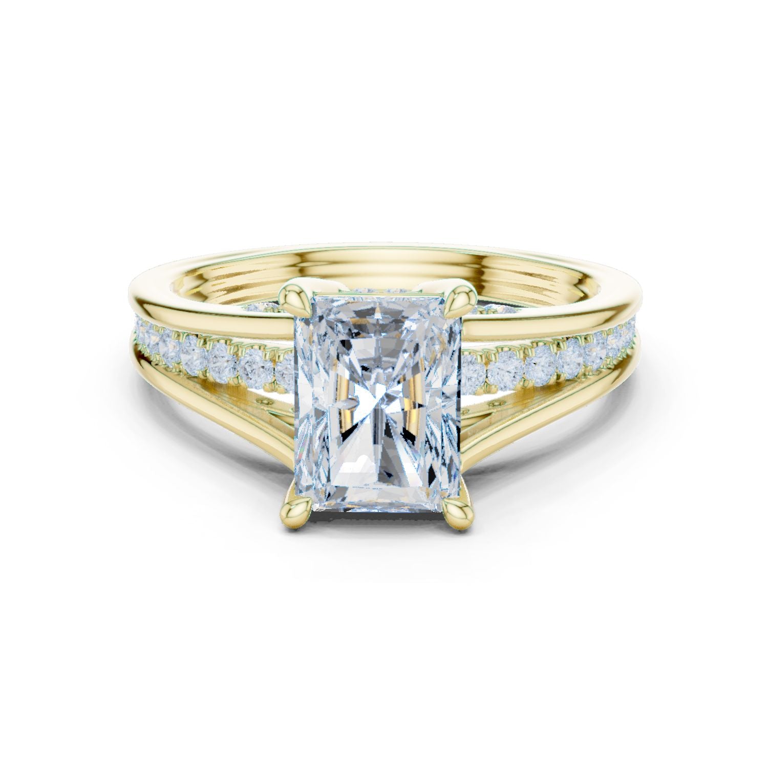 Emerald Lab Grown Diamond Side-Stone Engagement Ring