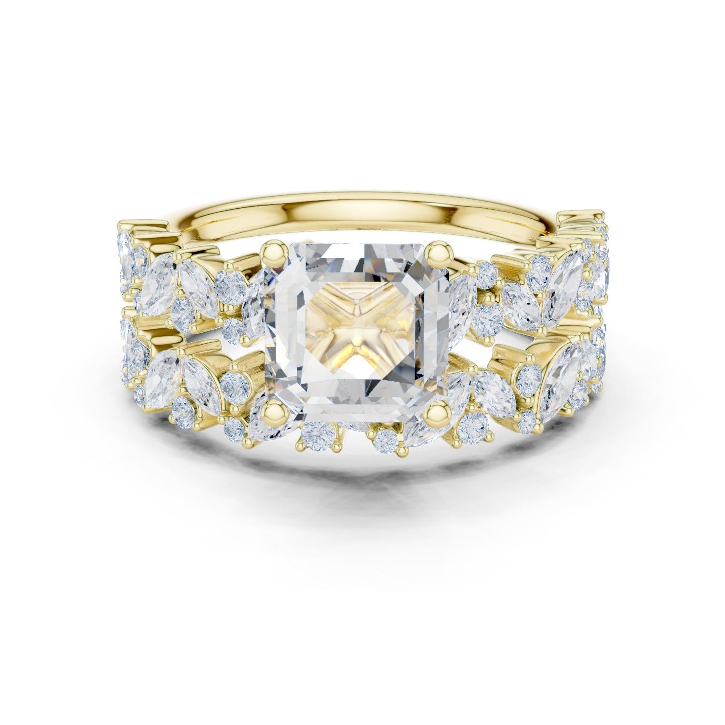 Emerald Lab Grown Diamond Side-Stone Engagement Ring