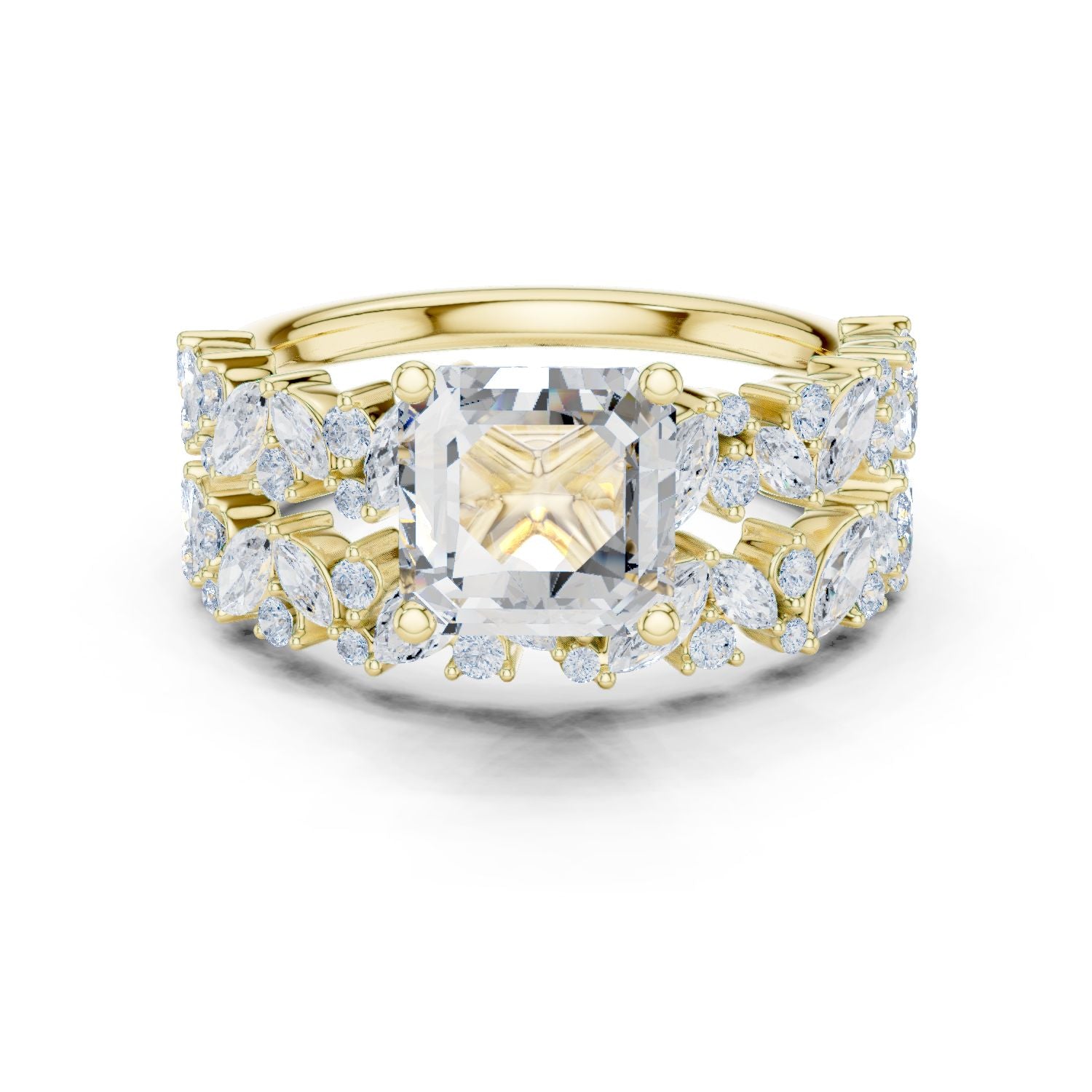 Emerald Lab Grown Diamond Side-Stone Engagement Ring