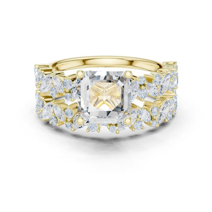 Emerald Lab Grown Diamond Side-Stone Engagement Ring