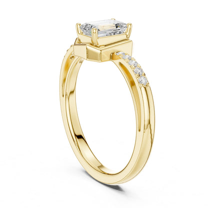 Emerald Lab Grown Diamond Side-Stone Engagement Ring