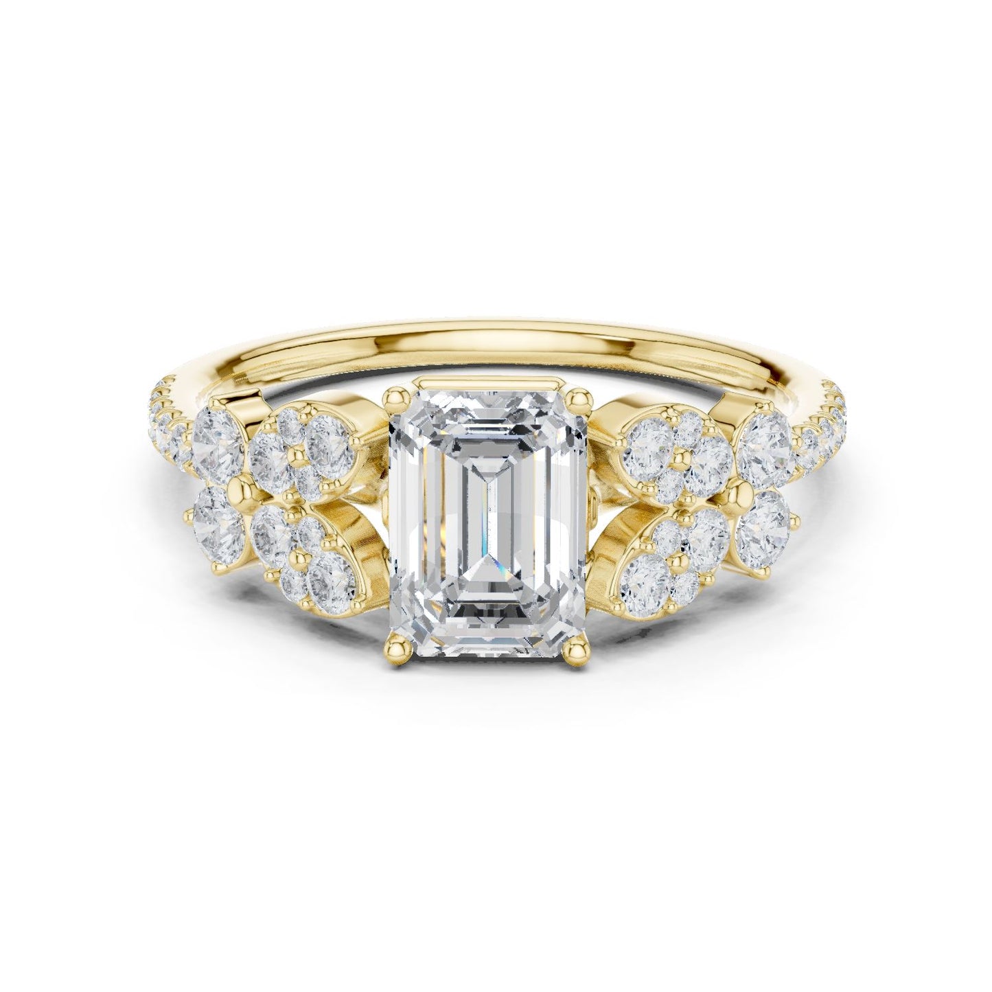 Emerald Lab Grown Diamond Side-Stone Engagement Ring