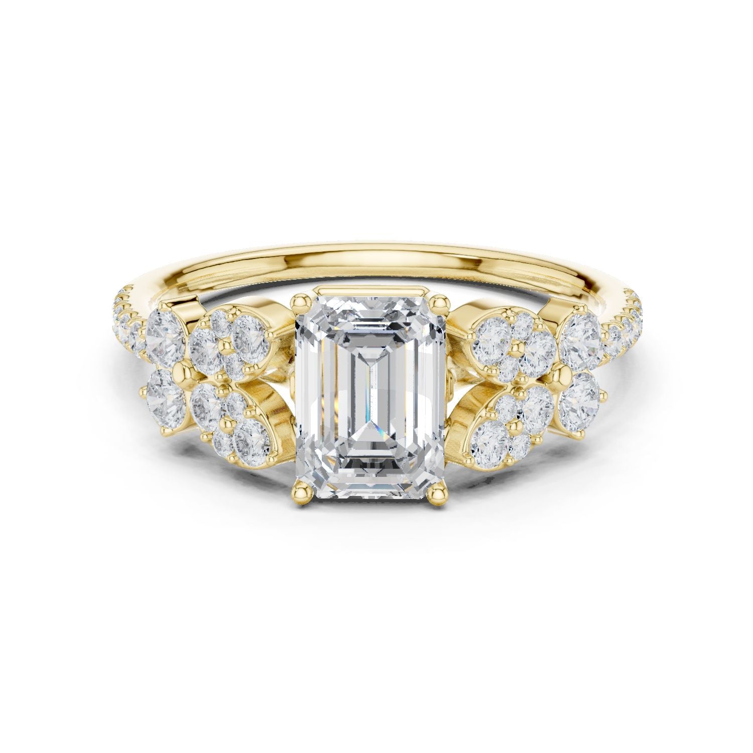 Emerald Lab Grown Diamond Side-Stone Engagement Ring